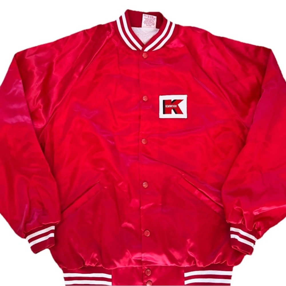 Vintage Cardinal Bomber Jacket Red Made In The USA Kimwood Mechanical Patch